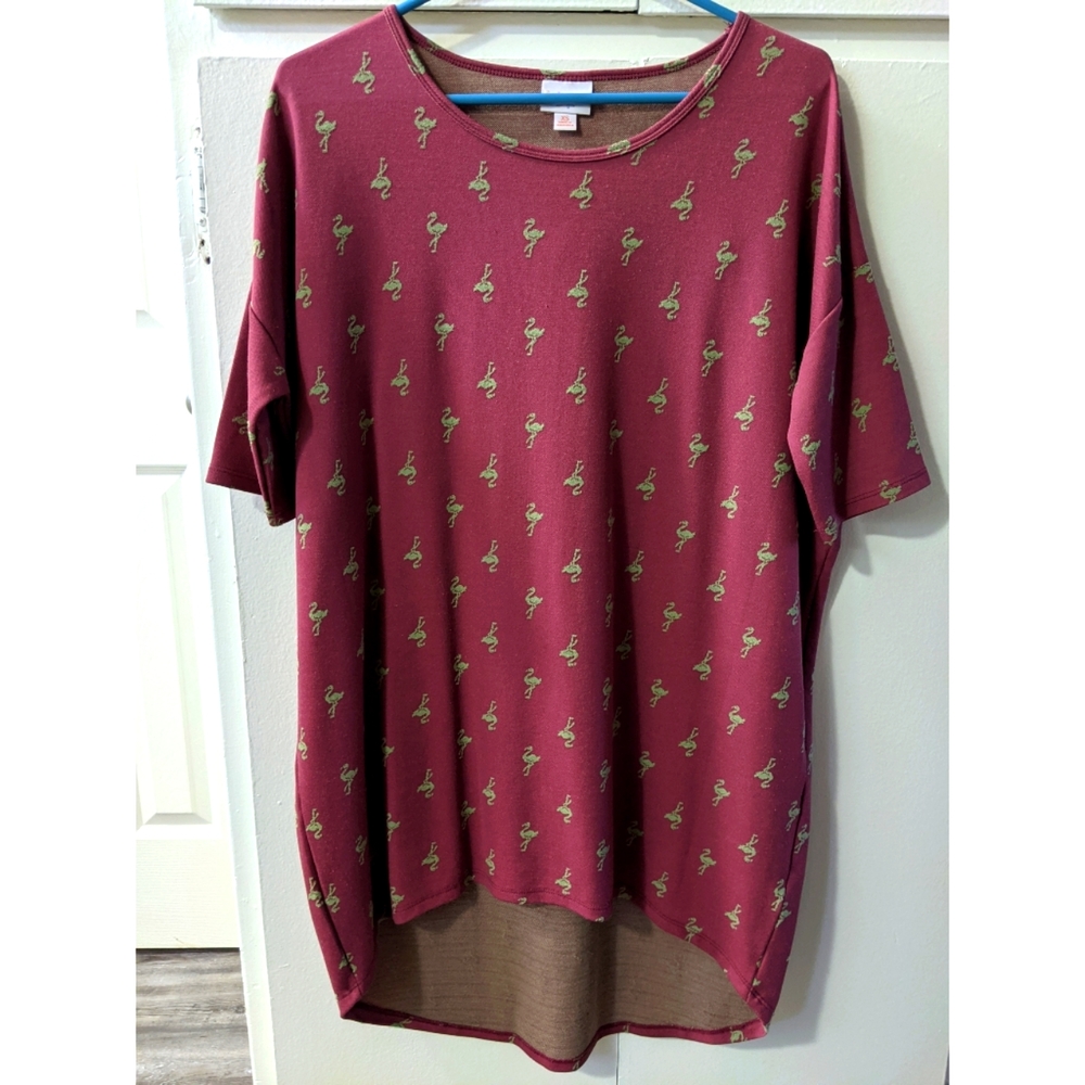 LuLaRoe Irma Flamingo Tunic Shirt Size XS Rare